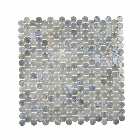 Apollo Tile Sample of Blue Ocean 12.2"x12.2" Penny Round Glass Mosaic Tile APLAPN9901EC03 Sample